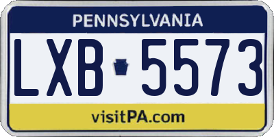 PA license plate LXB5573