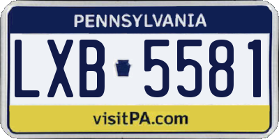 PA license plate LXB5581