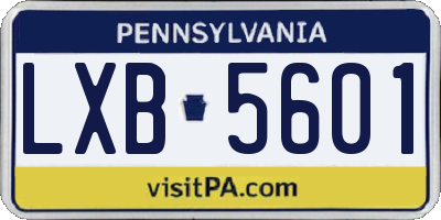 PA license plate LXB5601