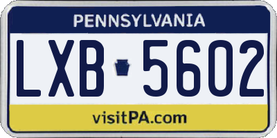 PA license plate LXB5602