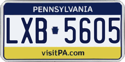 PA license plate LXB5605