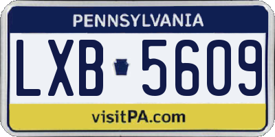 PA license plate LXB5609