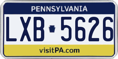 PA license plate LXB5626
