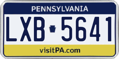 PA license plate LXB5641