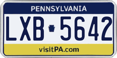 PA license plate LXB5642