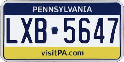 PA license plate LXB5647