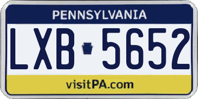 PA license plate LXB5652