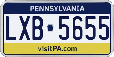 PA license plate LXB5655