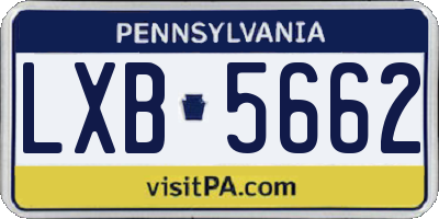 PA license plate LXB5662