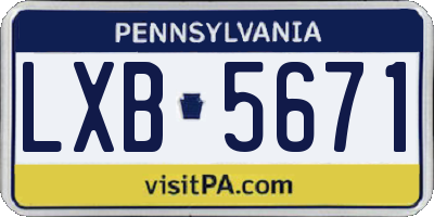 PA license plate LXB5671
