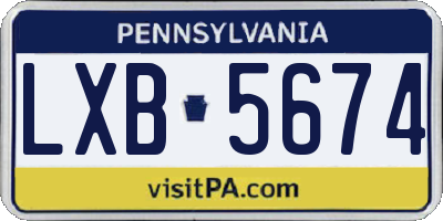 PA license plate LXB5674