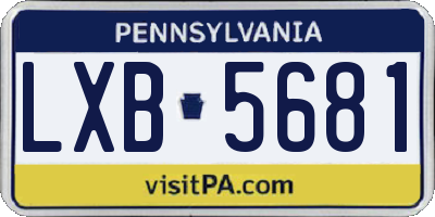 PA license plate LXB5681