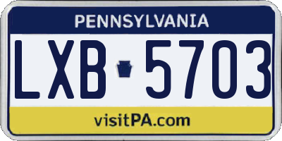 PA license plate LXB5703