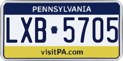 PA license plate LXB5705