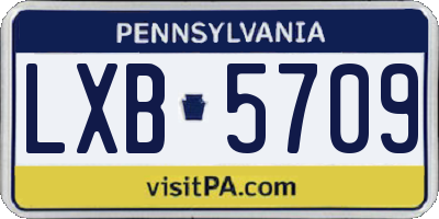 PA license plate LXB5709