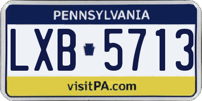 PA license plate LXB5713
