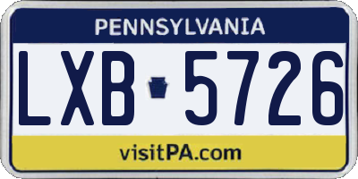 PA license plate LXB5726