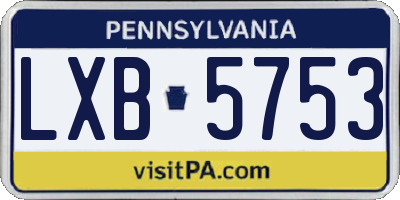 PA license plate LXB5753