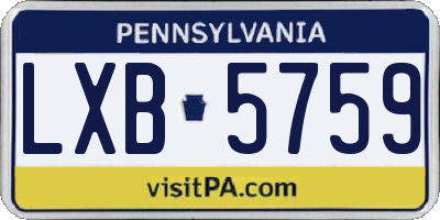 PA license plate LXB5759