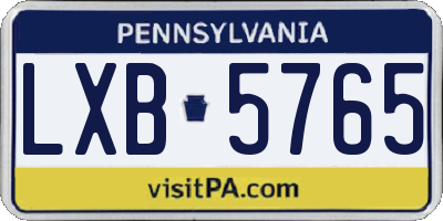 PA license plate LXB5765