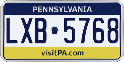 PA license plate LXB5768