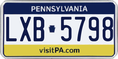 PA license plate LXB5798