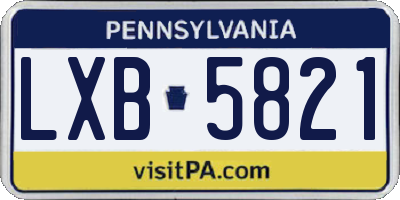 PA license plate LXB5821