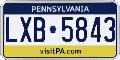 PA license plate LXB5843