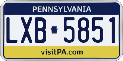 PA license plate LXB5851