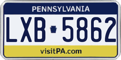 PA license plate LXB5862