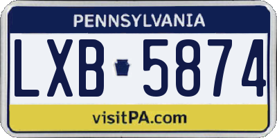 PA license plate LXB5874