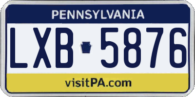 PA license plate LXB5876