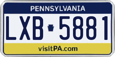 PA license plate LXB5881
