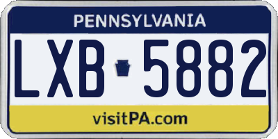 PA license plate LXB5882