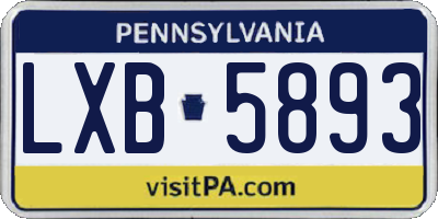 PA license plate LXB5893