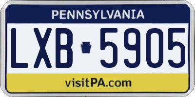 PA license plate LXB5905