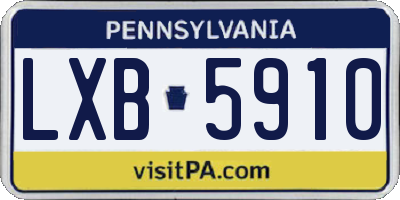 PA license plate LXB5910