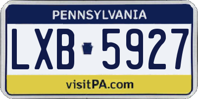 PA license plate LXB5927