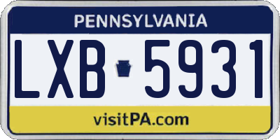 PA license plate LXB5931