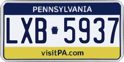 PA license plate LXB5937