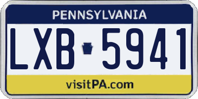 PA license plate LXB5941