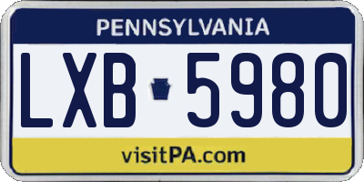 PA license plate LXB5980