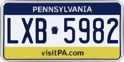 PA license plate LXB5982