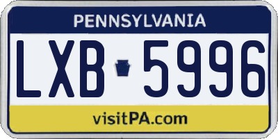 PA license plate LXB5996