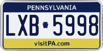 PA license plate LXB5998