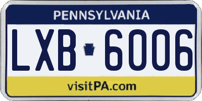 PA license plate LXB6006