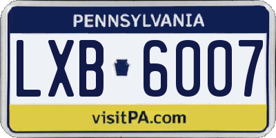 PA license plate LXB6007