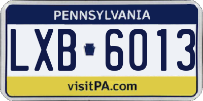 PA license plate LXB6013