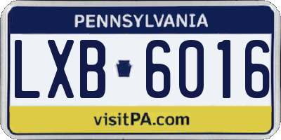 PA license plate LXB6016