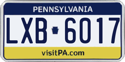 PA license plate LXB6017